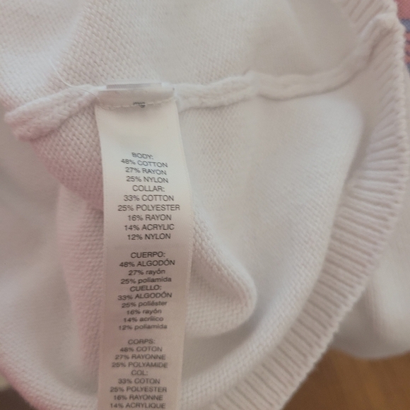 White House Black Market Fair Isle Knit Sweater Size Medium Pullover Cotton Blen - Picture 3 of 4